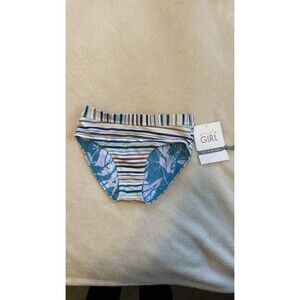 Athleta Girl Reversible Tropical Stripe Bikini Bottoms Sz. M Medium 8-10 NWT
